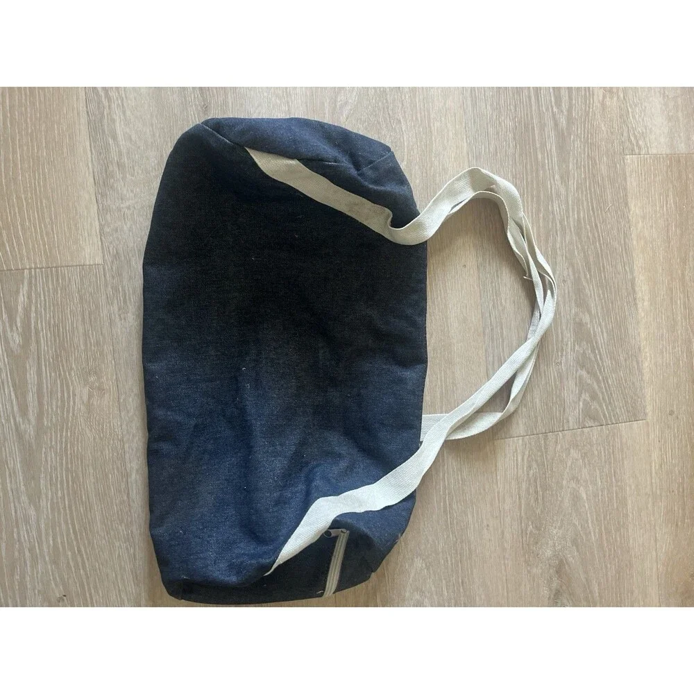 Gym And  Juice  Denim Gym Duffle Bag Zipper  Workout Shoulder Tote